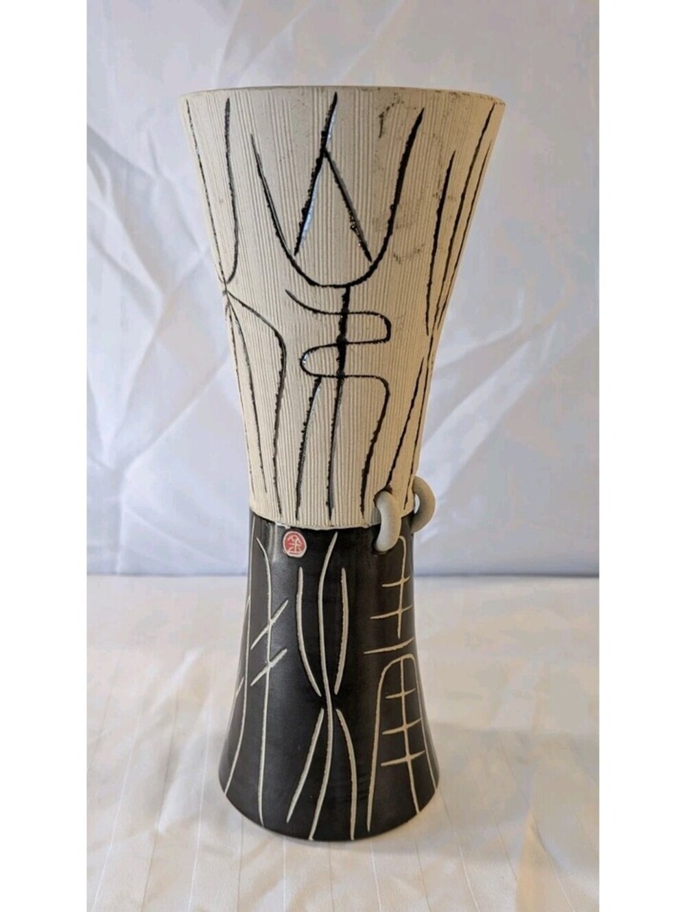 Large 16" Modernist Jingdezhen Chinese Art Pottery Vase Oracle Bone Script